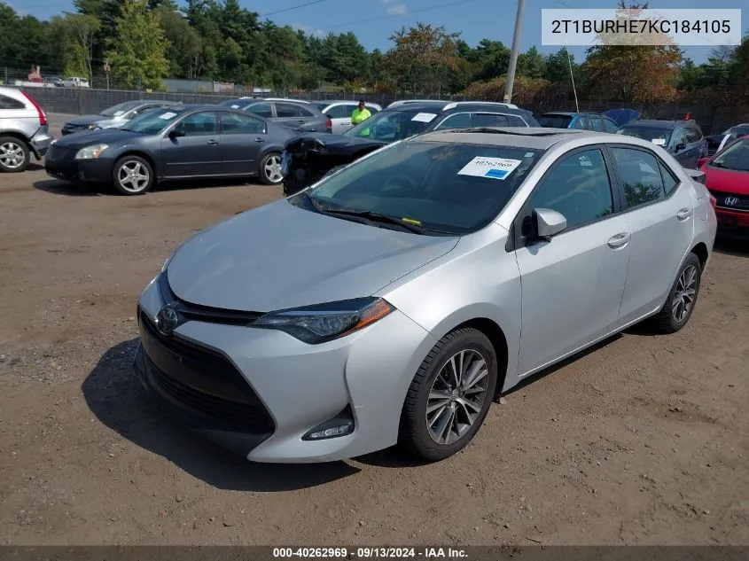 2019 Toyota Corolla Le VIN: 2T1BURHE7KC184105 Lot: 40262969