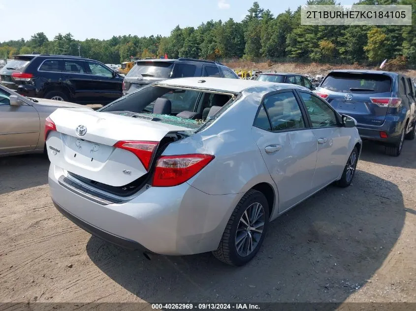 2019 Toyota Corolla Le VIN: 2T1BURHE7KC184105 Lot: 40262969