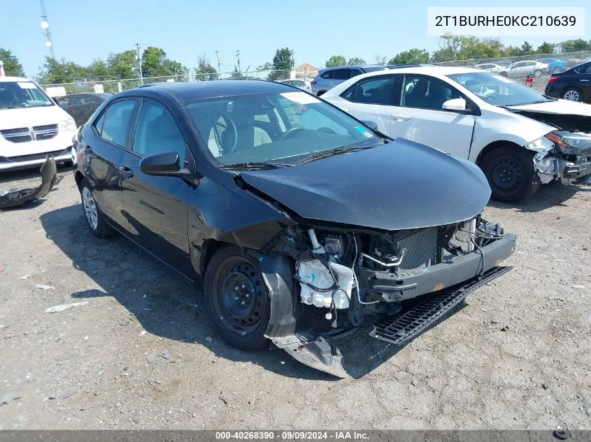 2T1BURHE0KC210639 2019 Toyota Corolla Le