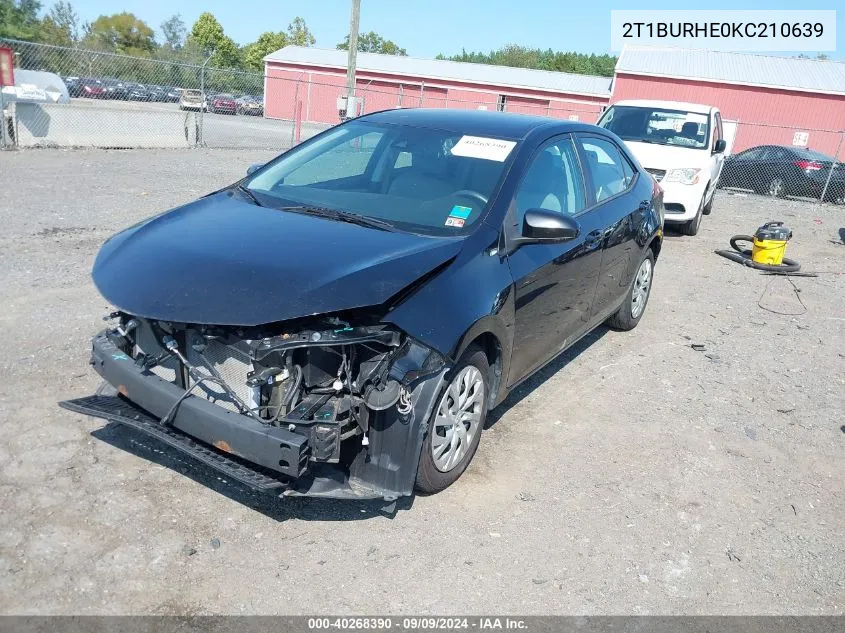 2019 Toyota Corolla Le VIN: 2T1BURHE0KC210639 Lot: 40268390