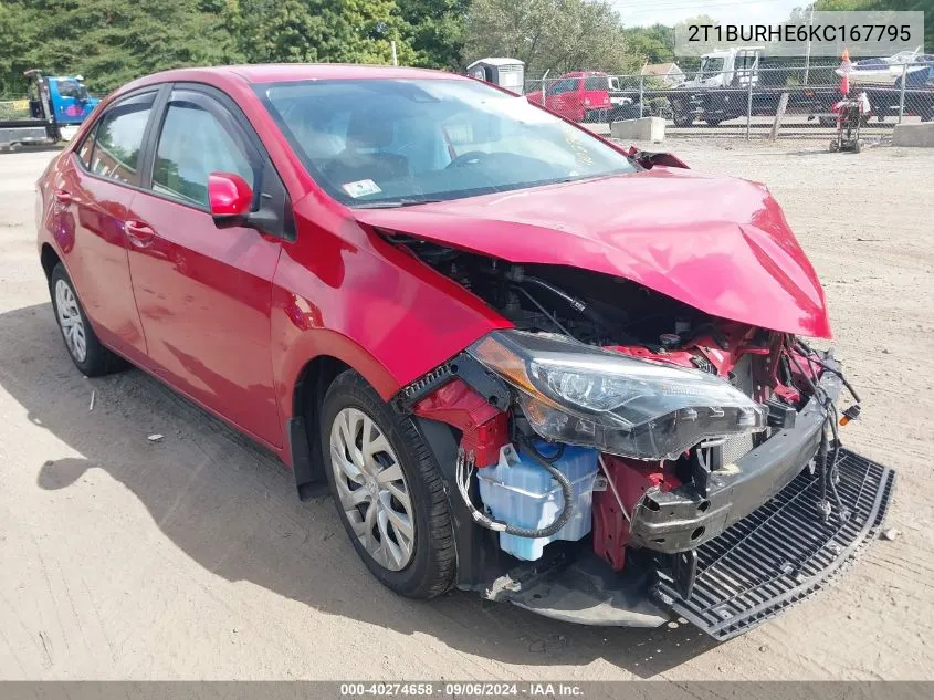 2019 Toyota Corolla Le VIN: 2T1BURHE6KC167795 Lot: 40274658