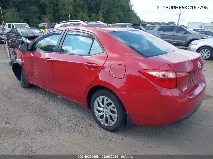 2019 Toyota Corolla Le VIN: 2T1BURHE6KC167795 Lot: 40274658