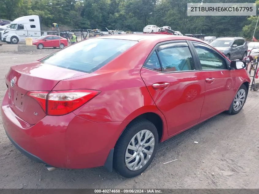 2T1BURHE6KC167795 2019 Toyota Corolla Le