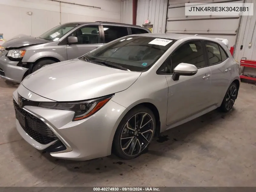 2019 Toyota Corolla Xse VIN: JTNK4RBE3K3042881 Lot: 40274930