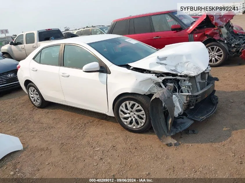 5YFBURHE5KP892241 2019 Toyota Corolla Le