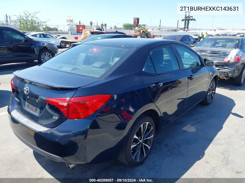 2019 Toyota Corolla Se VIN: 2T1BURHEXKC143631 Lot: 40289057