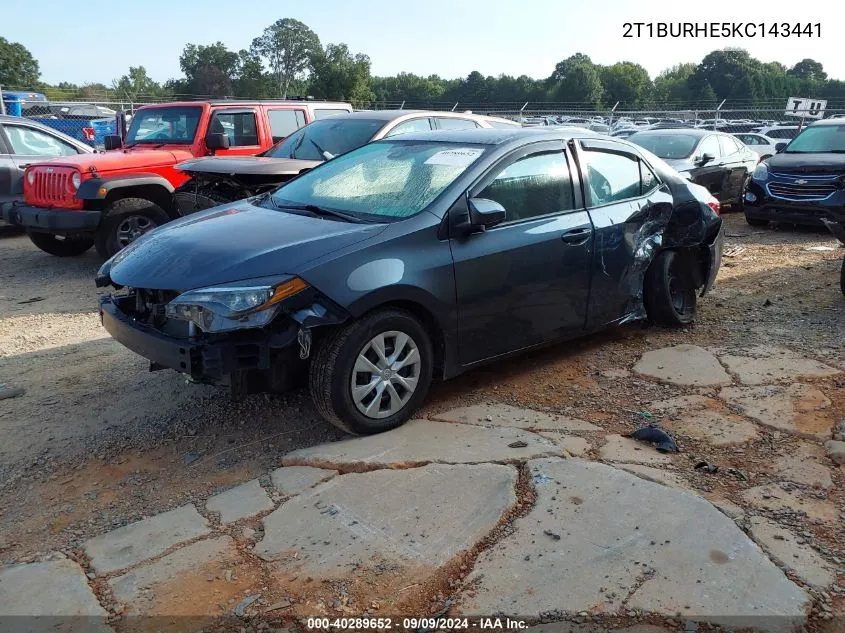 2019 Toyota Corolla L VIN: 2T1BURHE5KC143441 Lot: 40289652