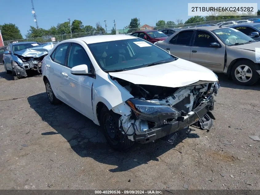 2019 Toyota Corolla Le VIN: 2T1BURHE6KC245282 Lot: 40290536