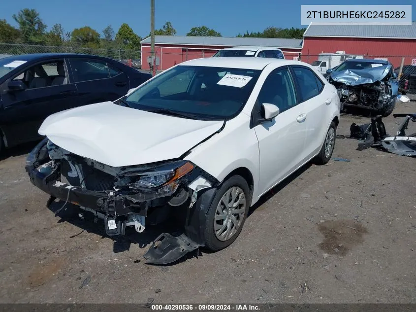 2019 Toyota Corolla Le VIN: 2T1BURHE6KC245282 Lot: 40290536