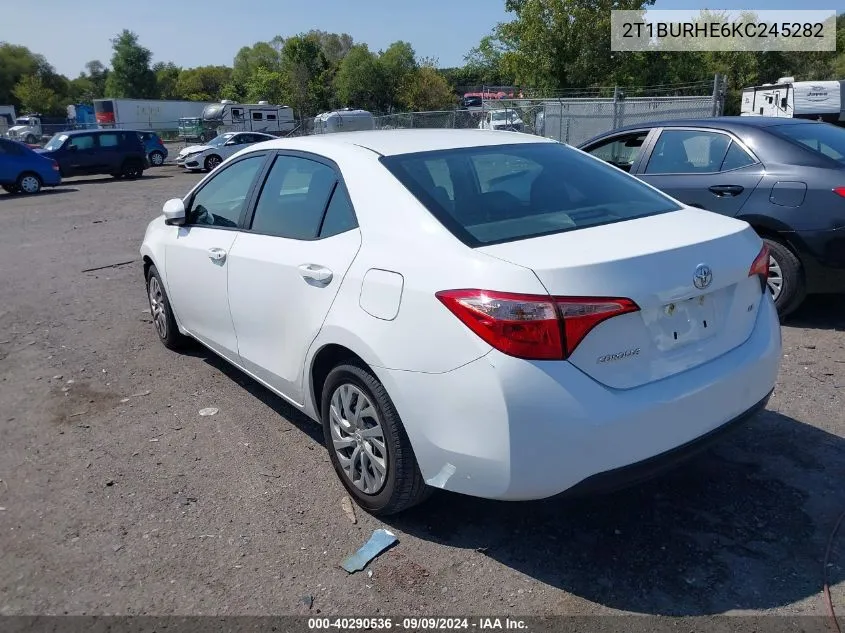 2019 Toyota Corolla Le VIN: 2T1BURHE6KC245282 Lot: 40290536