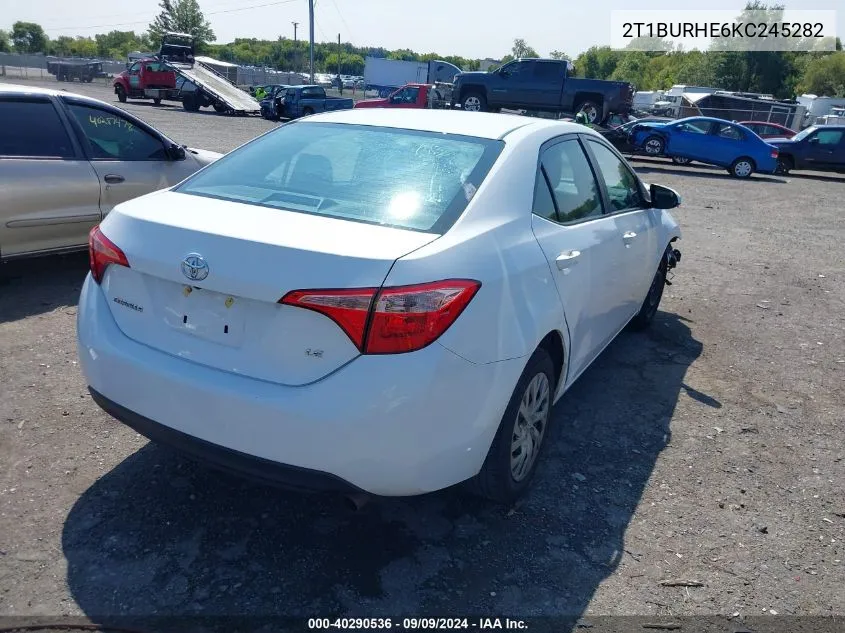 2019 Toyota Corolla Le VIN: 2T1BURHE6KC245282 Lot: 40290536