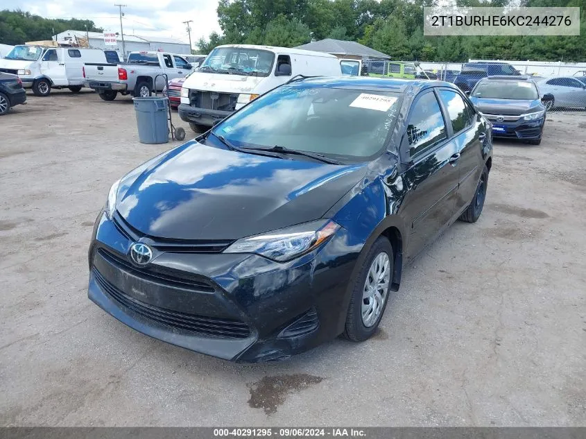 2019 Toyota Corolla Le VIN: 2T1BURHE6KC244276 Lot: 40291295