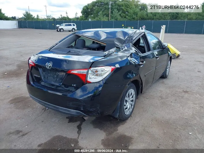 2019 Toyota Corolla Le VIN: 2T1BURHE6KC244276 Lot: 40291295