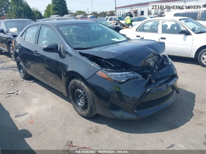 2019 Toyota Corolla Le VIN: 2T1BURHE8KC149539 Lot: 40302553