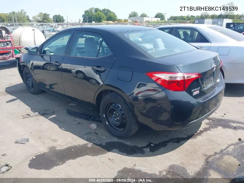 2T1BURHE8KC149539 2019 Toyota Corolla Le