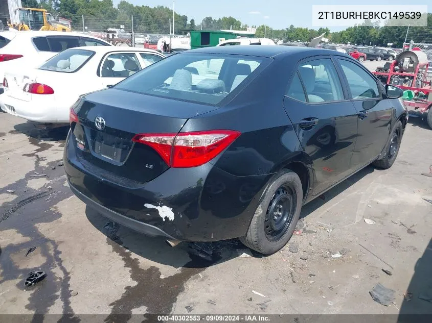 2T1BURHE8KC149539 2019 Toyota Corolla Le