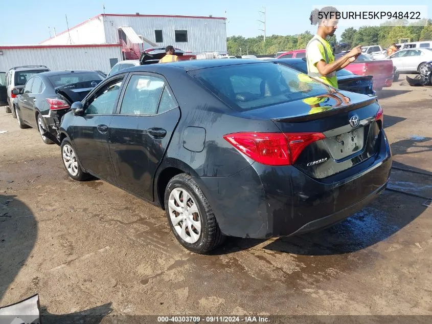 2019 Toyota Corolla Se VIN: 5YFBURHE5KP948422 Lot: 40303709