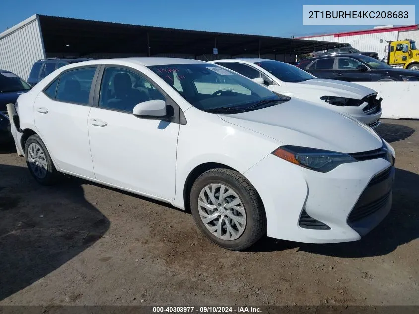 2T1BURHE4KC208683 2019 Toyota Corolla Le