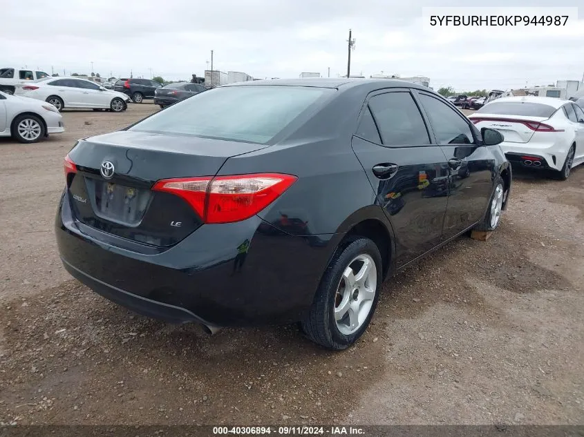 2019 Toyota Corolla L/Le/Xle/Se/Xse VIN: 5YFBURHE0KP944987 Lot: 40306894