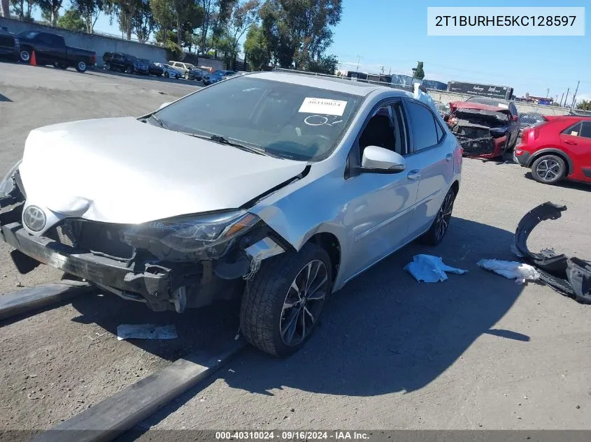 2019 Toyota Corolla Xse VIN: 2T1BURHE5KC128597 Lot: 40310024