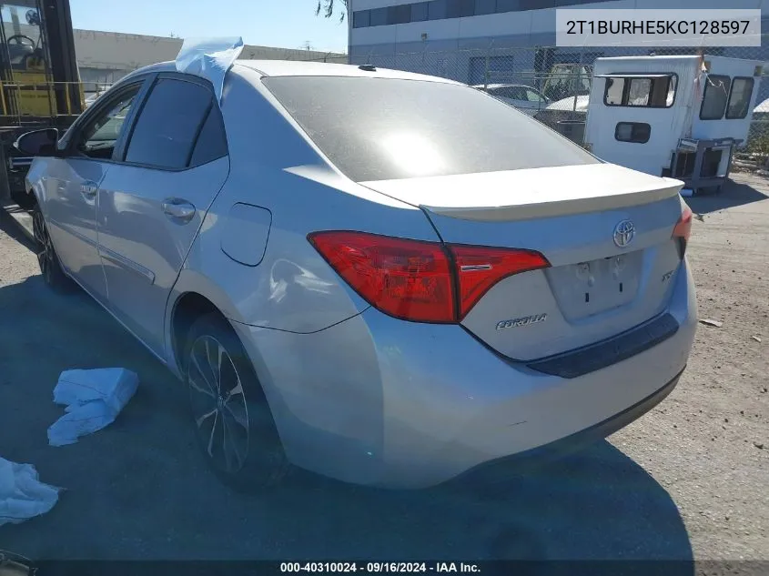 2019 Toyota Corolla Xse VIN: 2T1BURHE5KC128597 Lot: 40310024