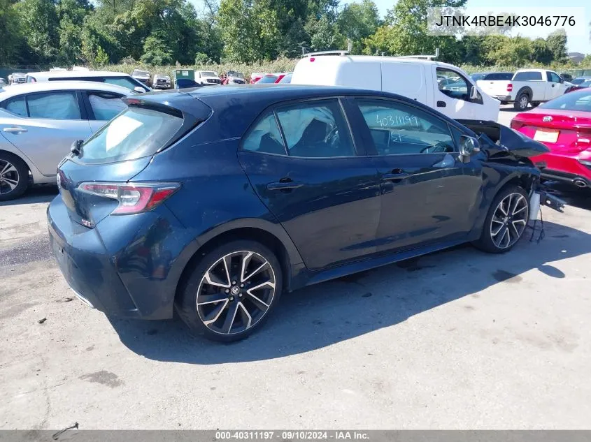 2019 Toyota Corolla Xse VIN: JTNK4RBE4K3046776 Lot: 40311197