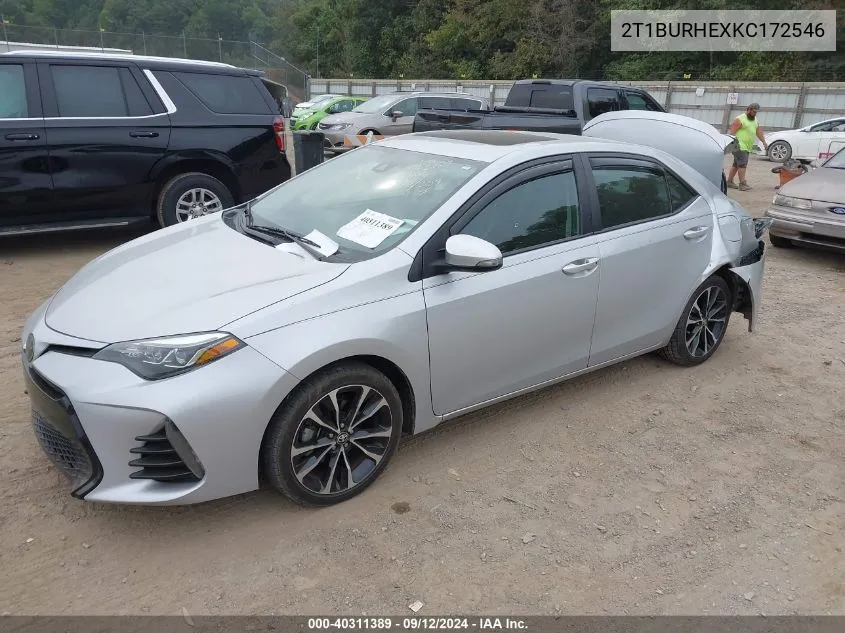 2019 Toyota Corolla L/Le/Xle/Se/Xse VIN: 2T1BURHEXKC172546 Lot: 40311389