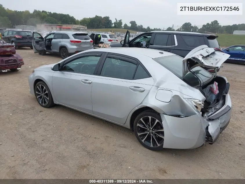 2019 Toyota Corolla L/Le/Xle/Se/Xse VIN: 2T1BURHEXKC172546 Lot: 40311389