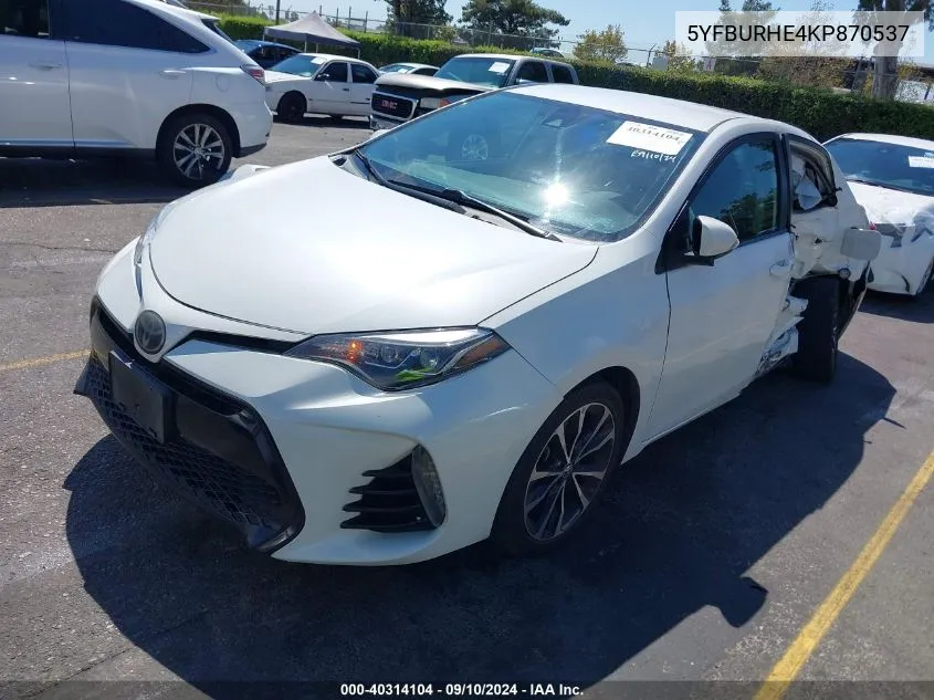 2019 Toyota Corolla L/Le/Xle/Se/Xse VIN: 5YFBURHE4KP870537 Lot: 40314104