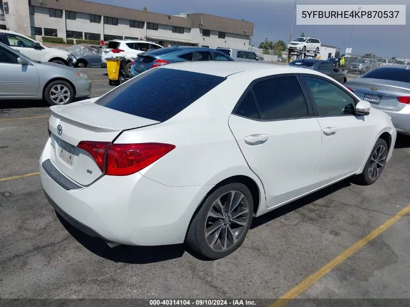 2019 Toyota Corolla L/Le/Xle/Se/Xse VIN: 5YFBURHE4KP870537 Lot: 40314104