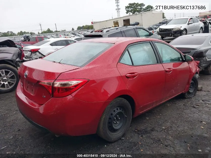 2019 Toyota Corolla L/Le/Xle/Se/Xse VIN: 2T1BURHE5KC137686 Lot: 40315410