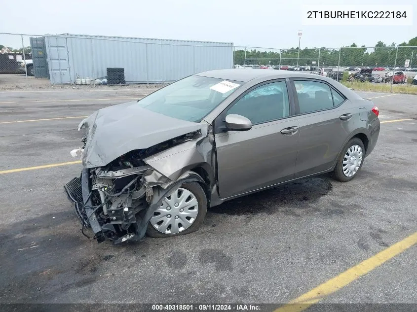 2T1BURHE1KC222184 2019 Toyota Corolla L/Le/Xle/Se/Xse