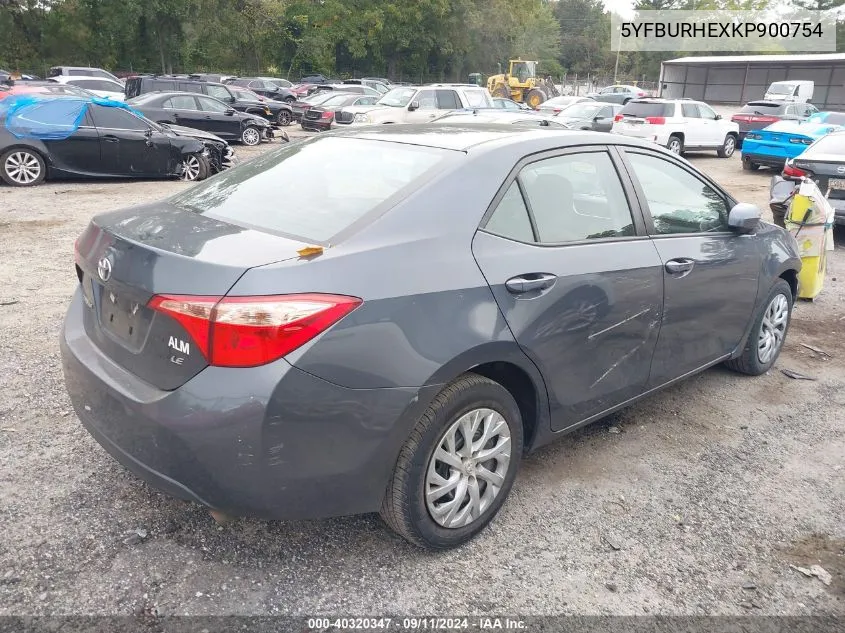 2019 Toyota Corolla L/Le/Xle/Se/Xse VIN: 5YFBURHEXKP900754 Lot: 40320347