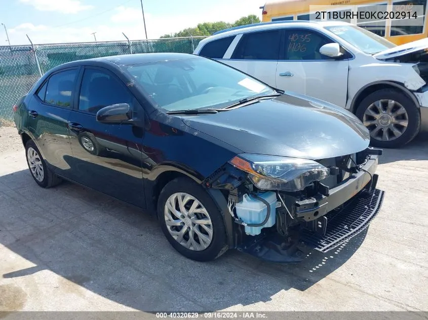 2019 Toyota Corolla L/Le/Xle/Se/Xse VIN: 2T1BURHE0KC202914 Lot: 40320629