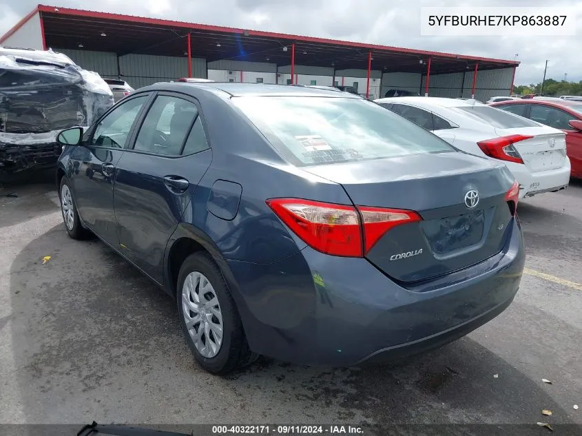 5YFBURHE7KP863887 2019 Toyota Corolla Le