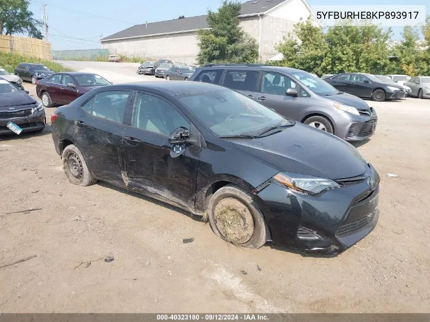 2019 Toyota Corolla L/Le/Xle/Se/Xse VIN: 5YFBURHE8KP893917 Lot: 40323180