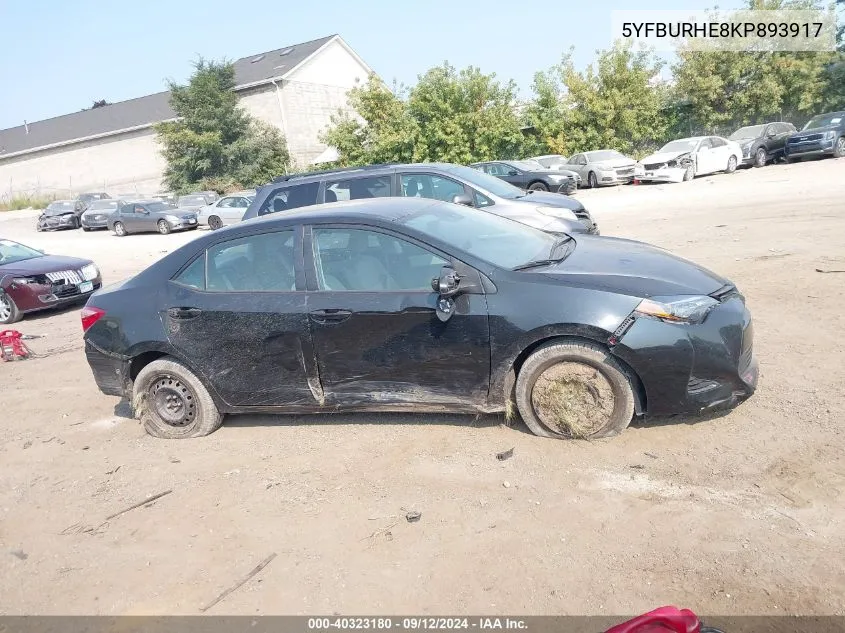 2019 Toyota Corolla L/Le/Xle/Se/Xse VIN: 5YFBURHE8KP893917 Lot: 40323180