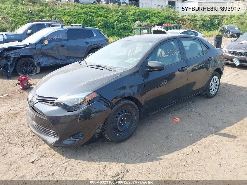 2019 Toyota Corolla L/Le/Xle/Se/Xse VIN: 5YFBURHE8KP893917 Lot: 40323180