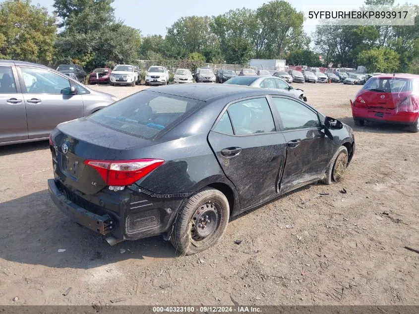 5YFBURHE8KP893917 2019 Toyota Corolla L/Le/Xle/Se/Xse