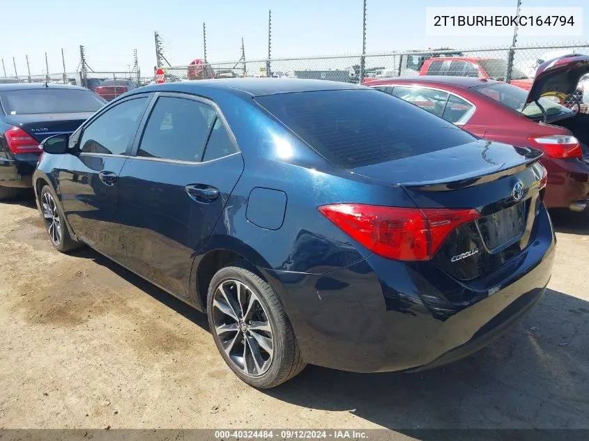 2019 Toyota Corolla Se VIN: 2T1BURHE0KC164794 Lot: 40324484