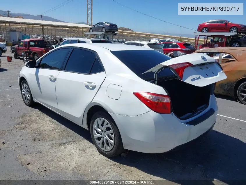 2019 Toyota Corolla L/Le/Xle/Se/Xse VIN: 5YFBURHE7KP890717 Lot: 40328126