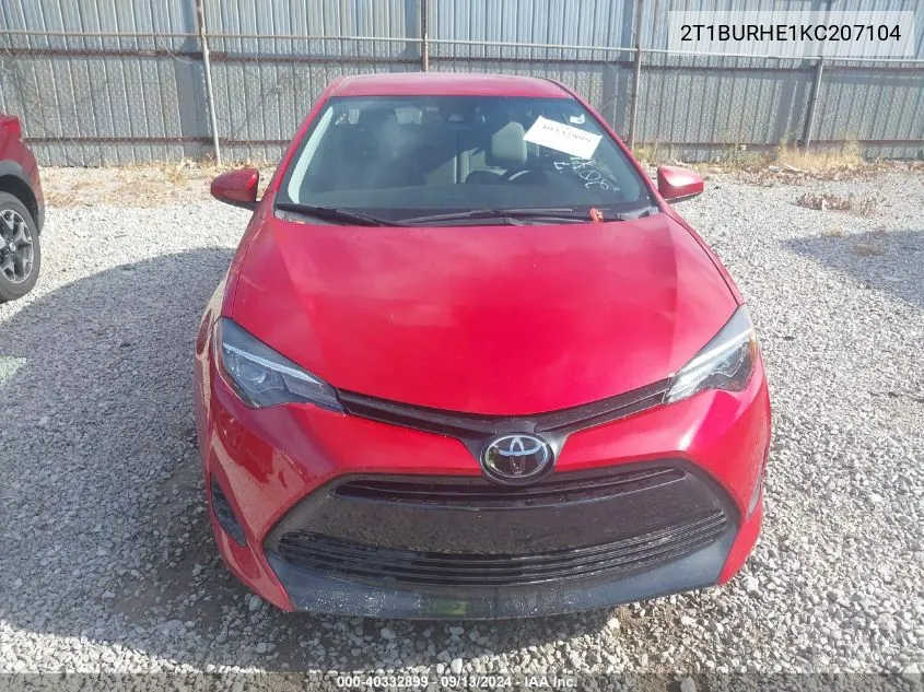 2019 Toyota Corolla L/Le/Xle/Se/Xse VIN: 2T1BURHE1KC207104 Lot: 40332899