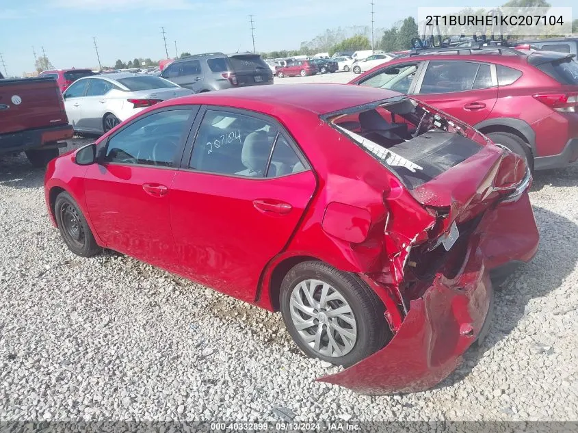 2019 Toyota Corolla L/Le/Xle/Se/Xse VIN: 2T1BURHE1KC207104 Lot: 40332899