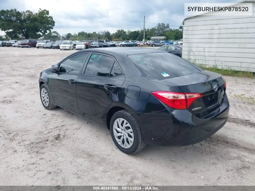 2019 Toyota Corolla Le VIN: 5YFBURHE5KP878520 Lot: 40341868