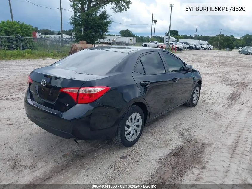 2019 Toyota Corolla Le VIN: 5YFBURHE5KP878520 Lot: 40341868