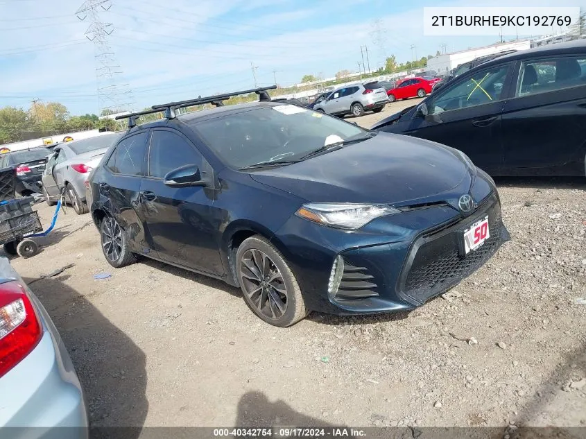 2T1BURHE9KC192769 2019 Toyota Corolla Se