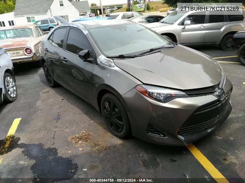 2019 Toyota Corolla Le VIN: 2T1BURHE7KC215269 Lot: 40344759