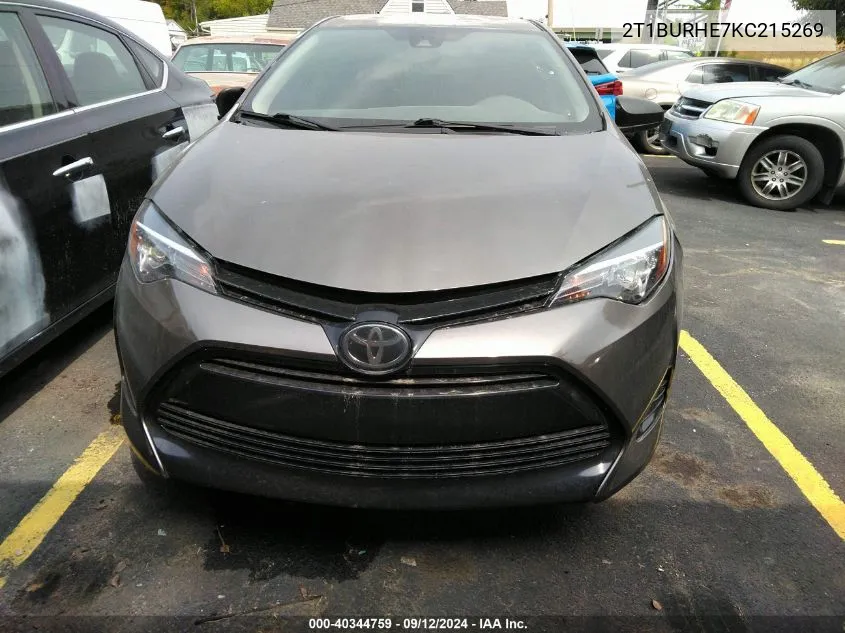 2019 Toyota Corolla Le VIN: 2T1BURHE7KC215269 Lot: 40344759