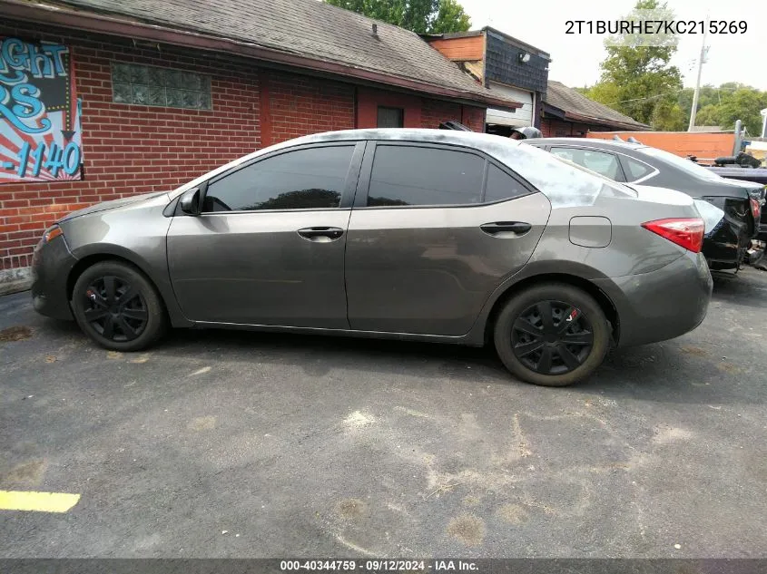 2019 Toyota Corolla Le VIN: 2T1BURHE7KC215269 Lot: 40344759