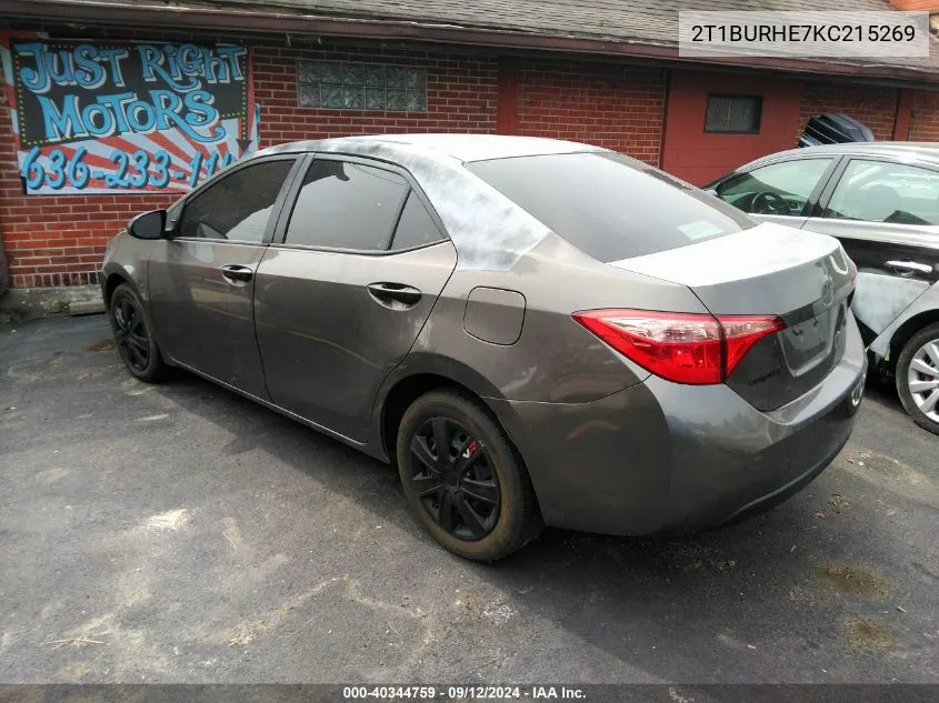 2019 Toyota Corolla Le VIN: 2T1BURHE7KC215269 Lot: 40344759